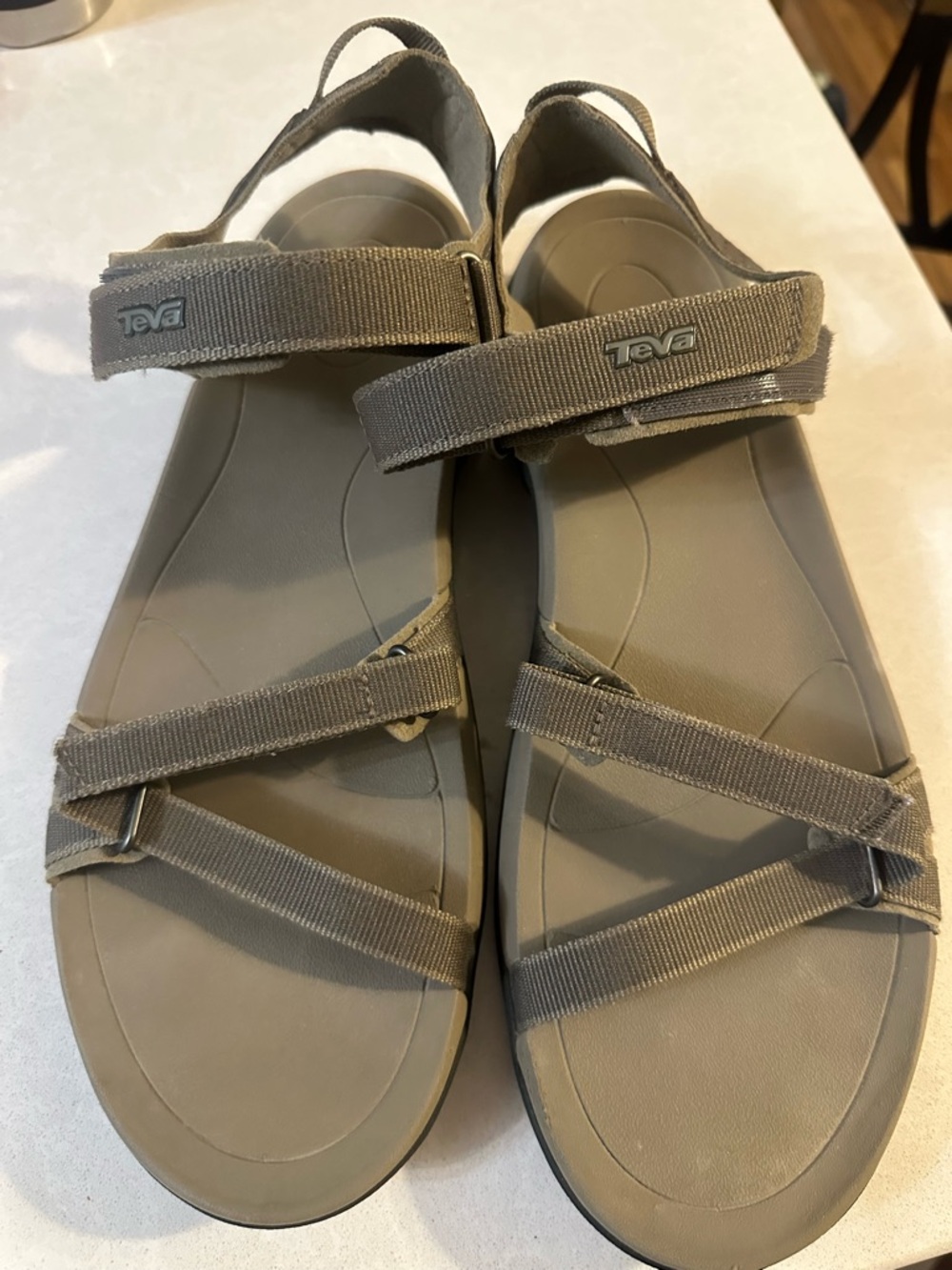 Teva Gray Suede Sandals with Hook-and-Loop Strap